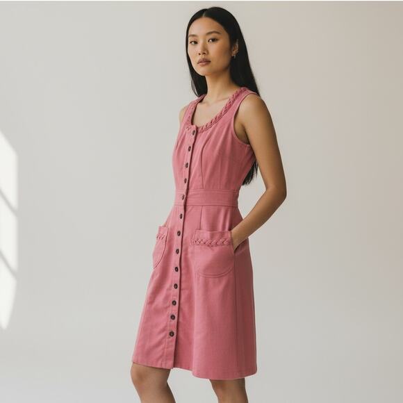 Vintage Jonathan Logan Sleeveless Button Down Dress Pink Sz 9/10 Retro Cottage - Picture 1 of 9